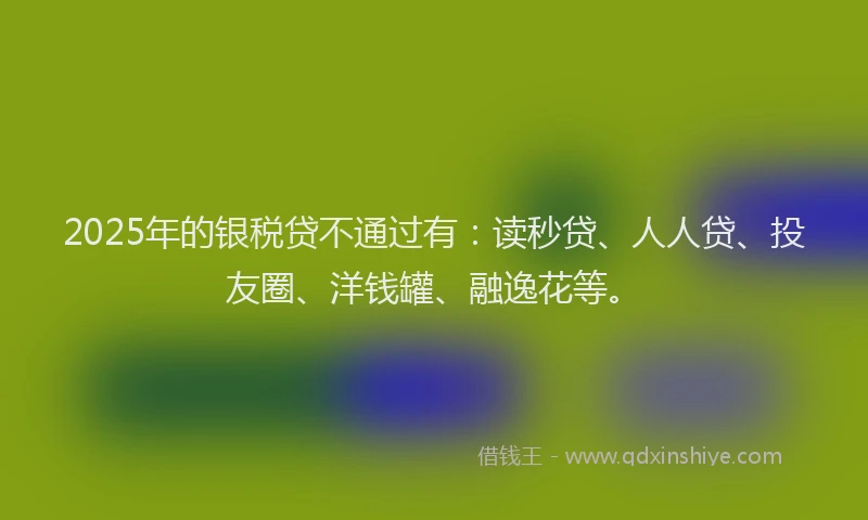 2025年的银税贷不通过有：读秒贷、人人贷、投友圈、洋钱罐、融逸花等。