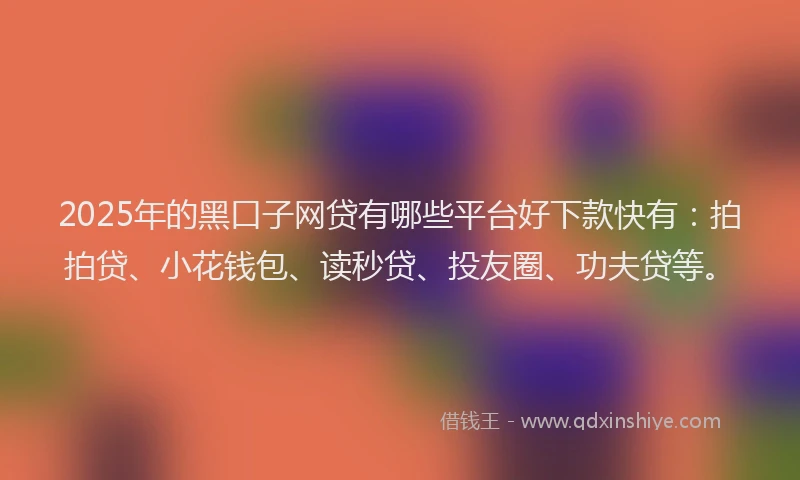 2025年的黑口子网贷有哪些平台好下款快有：拍拍贷、小花钱包、读秒贷、投友圈、功夫贷等。