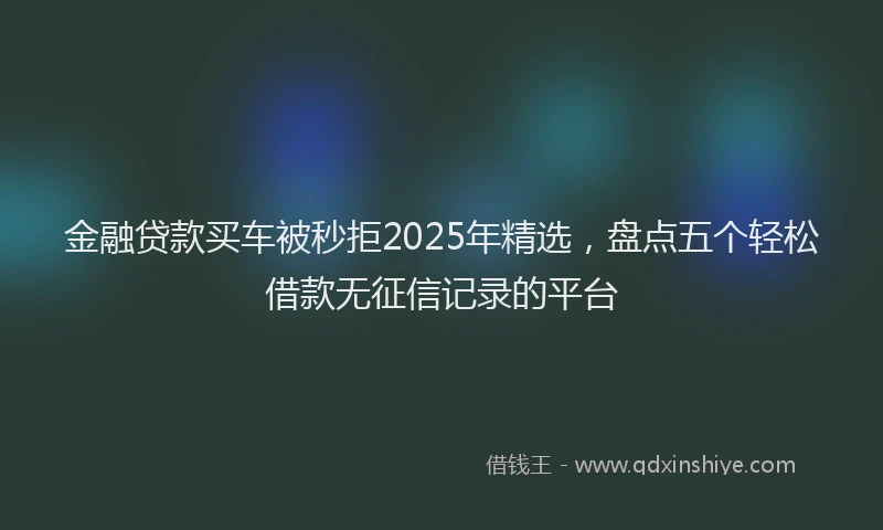 金融贷款买车被秒拒2025年精选，盘点五个轻松借款无征信记录的平台