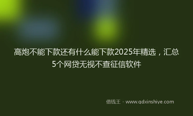 高炮不能下款还有什么能下款2025年精选，汇总5个网贷无视不查征信软件