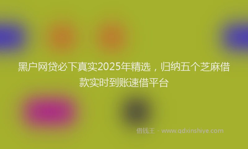 黑户网贷必下真实2025年精选，归纳五个芝麻借款实时到账速借平台