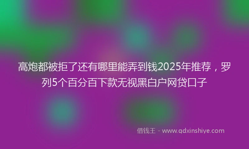 高炮都被拒了还有哪里能弄到钱2025年推荐，罗列5个百分百下款无视黑白户网贷口子