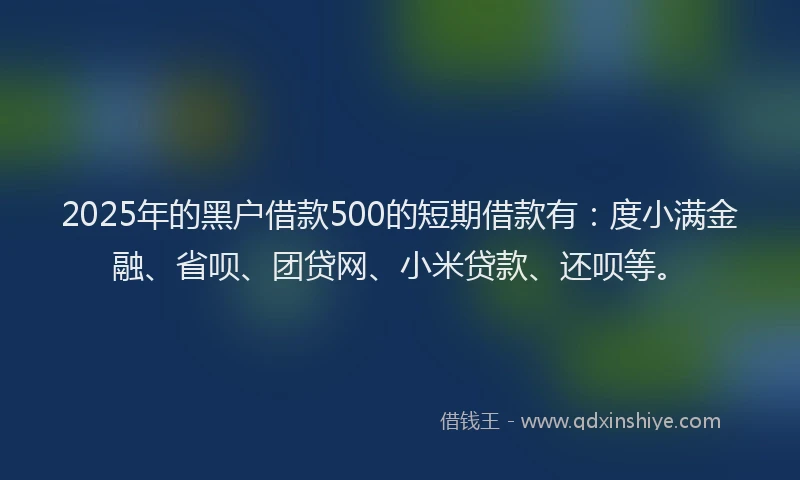 2025年的黑户借款500的短期借款有：度小满金融、省呗、团贷网、小米贷款、还呗等。