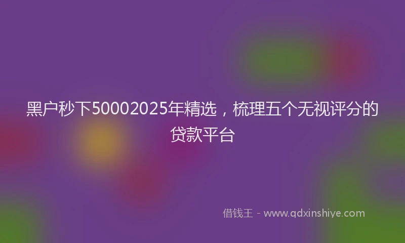 黑户秒下50002025年精选，梳理五个无视评分的贷款平台