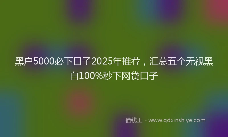 黑户5000必下口子2025年推荐，汇总五个无视黑白100%秒下网贷口子