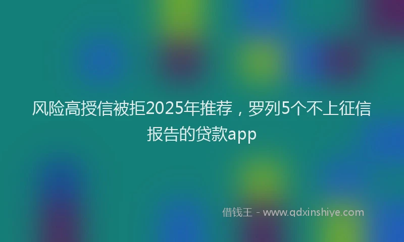 风险高授信被拒2025年推荐，罗列5个不上征信报告的贷款app