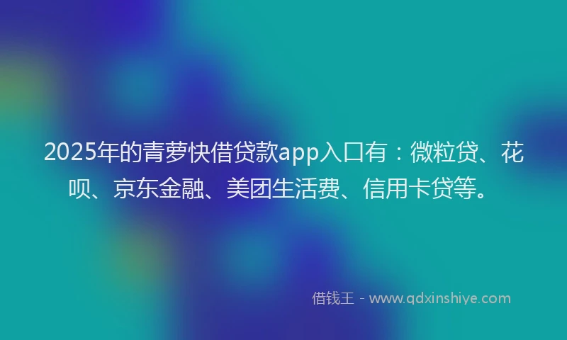 2025年的青萝快借贷款app入口有：微粒贷、花呗、京东金融、美团生活费、信用卡贷等。