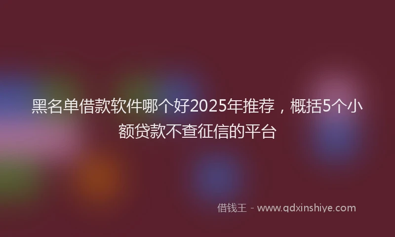 黑名单借款软件哪个好2025年推荐，概括5个小额贷款不查征信的平台