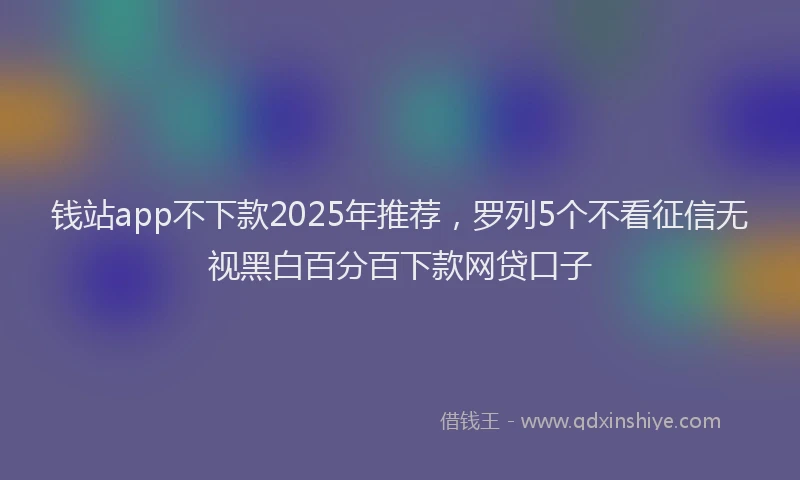 钱站app不下款2025年推荐，罗列5个不看征信无视黑白百分百下款网贷口子