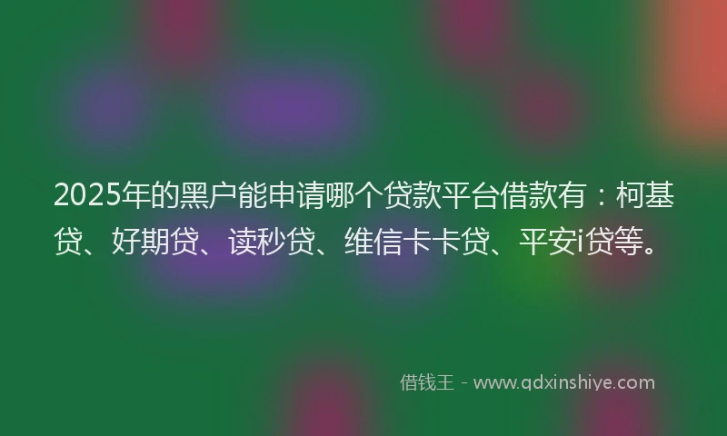 2025年的黑户能申请哪个贷款平台借款有：柯基贷、好期贷、读秒贷、维信卡卡贷、平安i贷等。