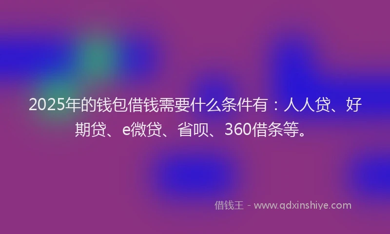 2025年的钱包借钱需要什么条件有：人人贷、好期贷、e微贷、省呗、360借条等。