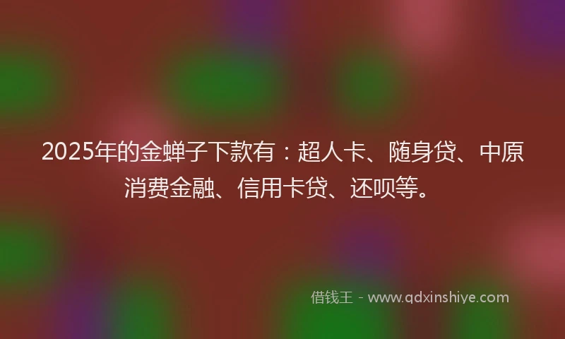 2025年的金蝉子下款有：超人卡、随身贷、中原消费金融、信用卡贷、还呗等。