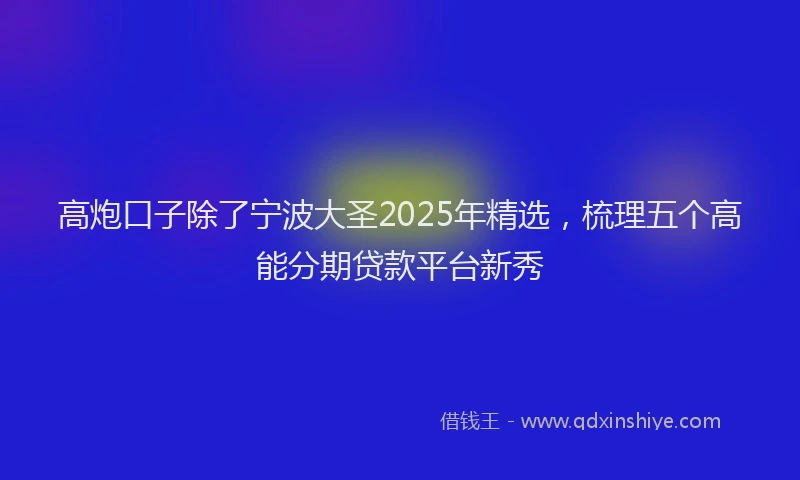 高炮口子除了宁波大圣2025年精选，梳理五个高能分期贷款平台新秀