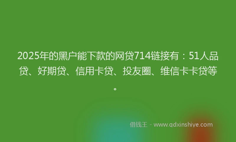 2025年的黑户能下款的网贷714链接有：51人品贷、好期贷、信用卡贷、投友圈、维信卡卡贷等。