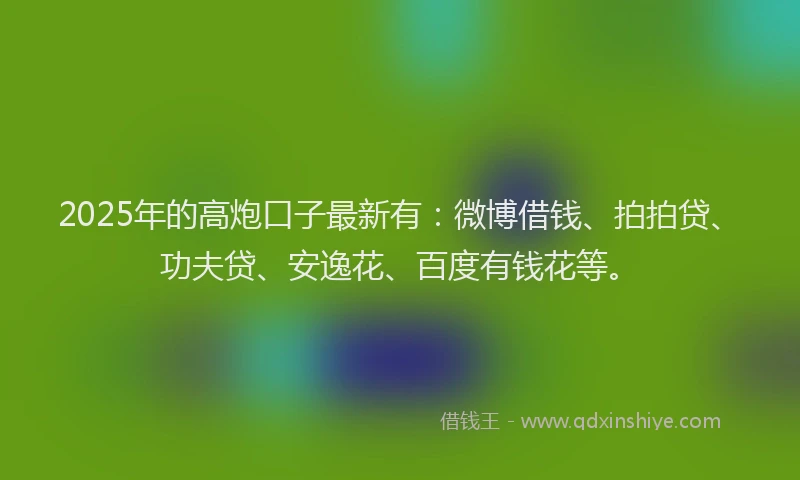 2025年的高炮口子最新有：微博借钱、拍拍贷、功夫贷、安逸花、百度有钱花等。