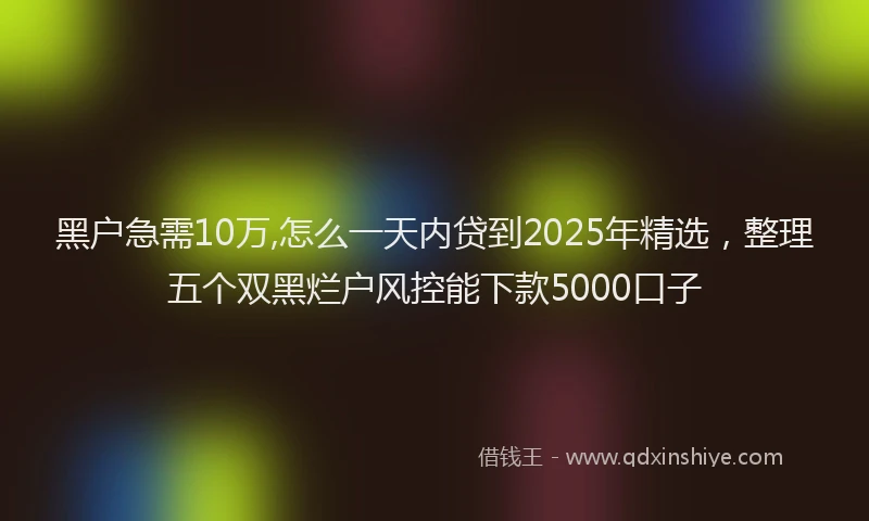 黑户急需10万,怎么一天内贷到2025年精选，整理五个双黑烂户风控能下款5000口子