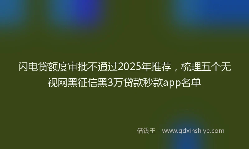 闪电贷额度审批不通过2025年推荐，梳理五个无视网黑征信黑3万贷款秒款app名单