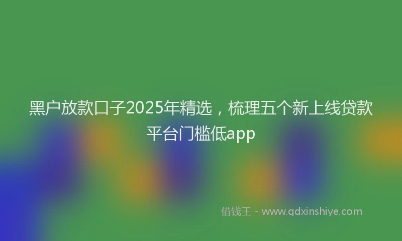 黑户放款口子2025年精选，梳理五个新上线贷款平台门槛低app