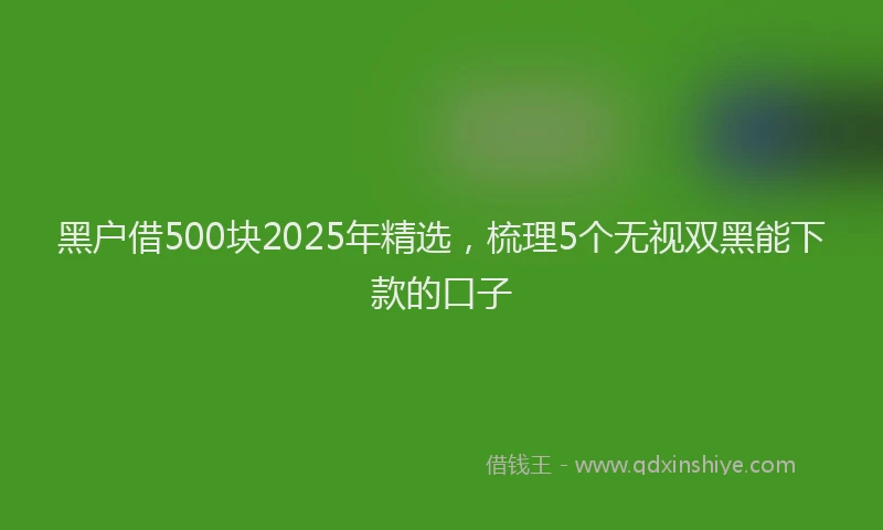 黑户借500块2025年精选，梳理5个无视双黑能下款的口子