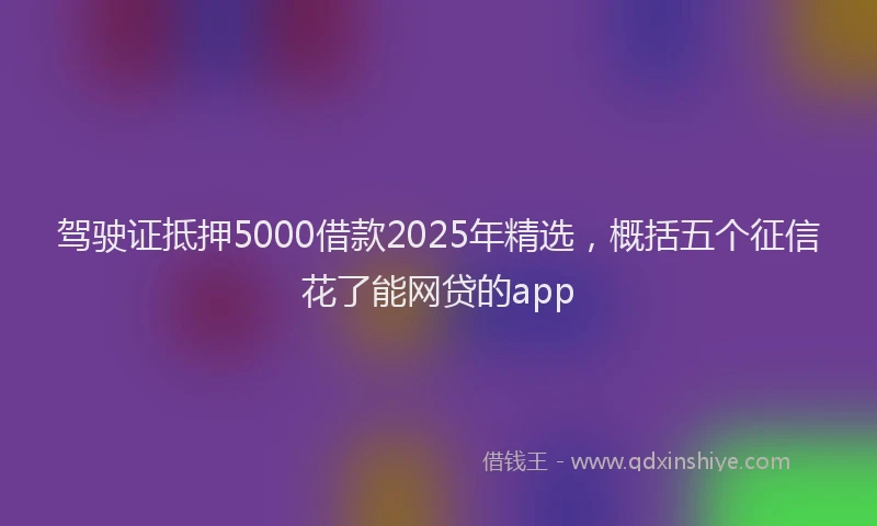 驾驶证抵押5000借款2025年精选，概括五个征信花了能网贷的app