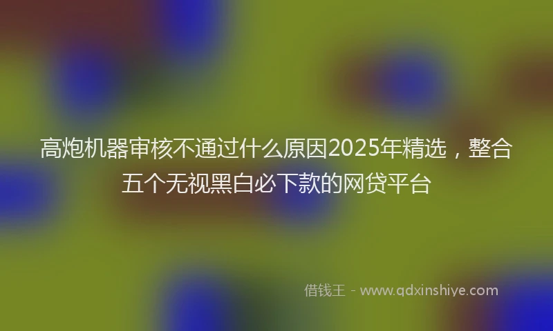 高炮机器审核不通过什么原因2025年精选，整合五个无视黑白必下款的网贷平台