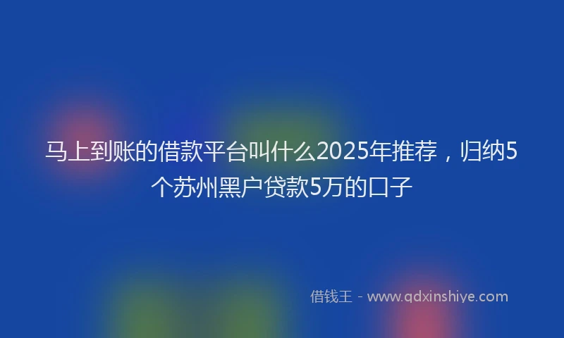 马上到账的借款平台叫什么2025年推荐，归纳5个苏州黑户贷款5万的口子
