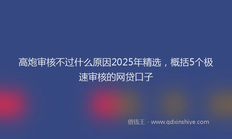 高炮审核不过什么原因2025年精选，概括5个极速审核的网贷口子