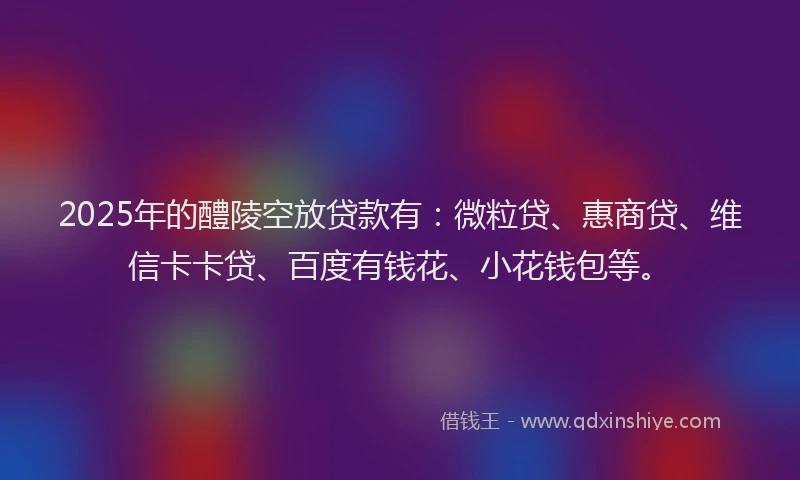 2025年的醴陵空放贷款有：微粒贷、惠商贷、维信卡卡贷、百度有钱花、小花钱包等。