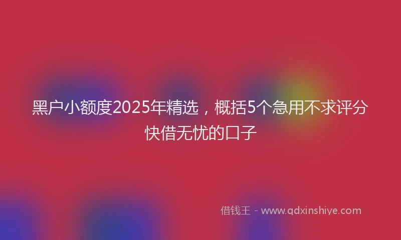 黑户小额度2025年精选，概括5个急用不求评分快借无忧的口子