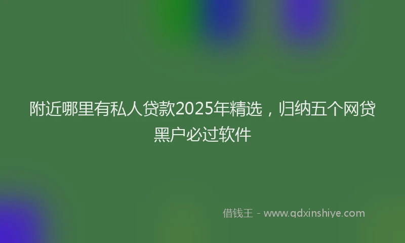 附近哪里有私人贷款2025年精选，归纳五个网贷黑户必过软件