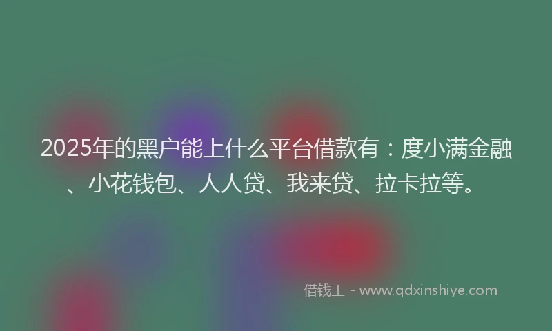 2025年的黑户能上什么平台借款有：度小满金融、小花钱包、人人贷、我来贷、拉卡拉等。