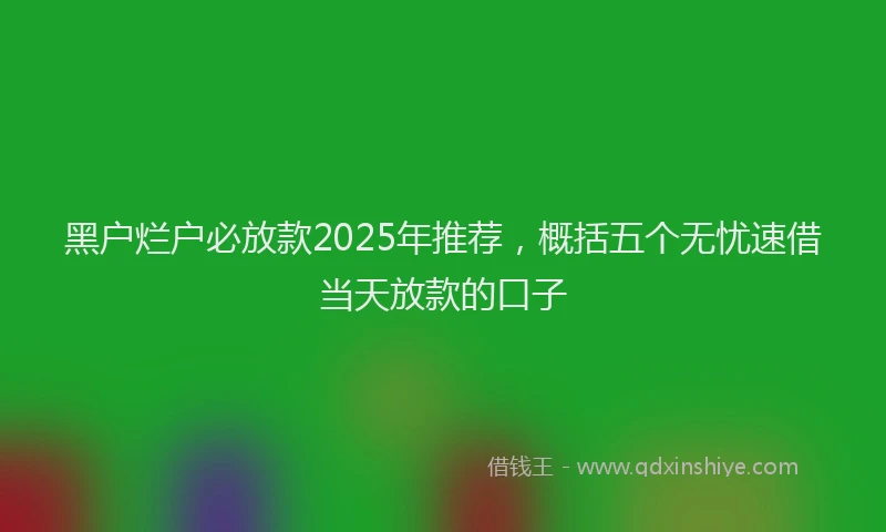 黑户烂户必放款2025年推荐，概括五个无忧速借当天放款的口子
