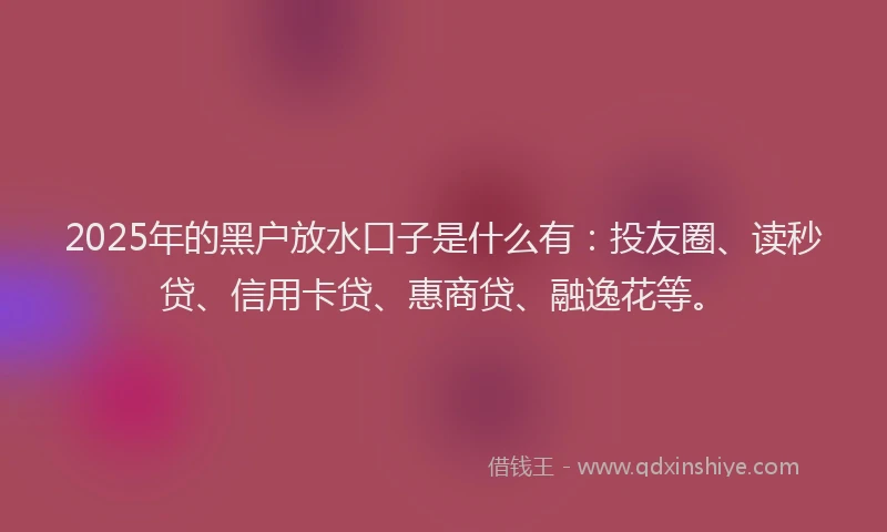 2025年的黑户放水口子是什么有：投友圈、读秒贷、信用卡贷、惠商贷、融逸花等。