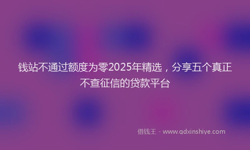 钱站不通过额度为零2025年精选，分享五个真正不查征信的贷款平台