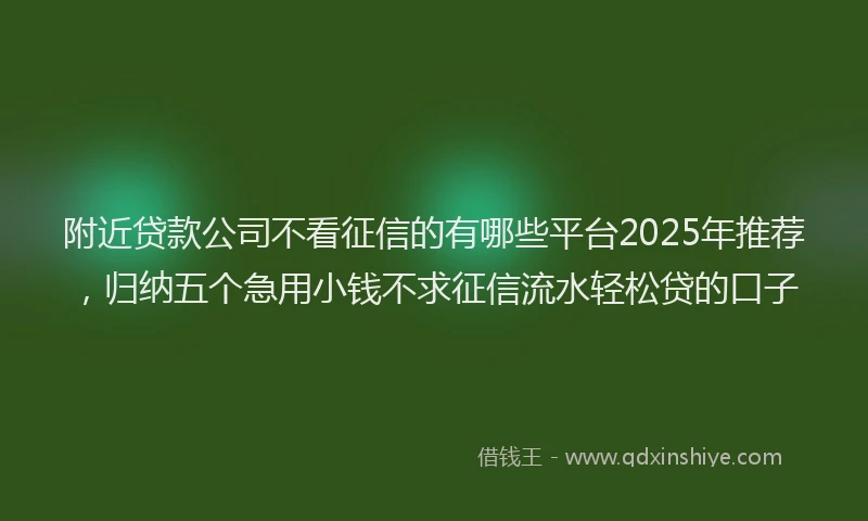 附近贷款公司不看征信的有哪些平台2025年推荐，归纳五个急用小钱不求征信流水轻松贷的口子