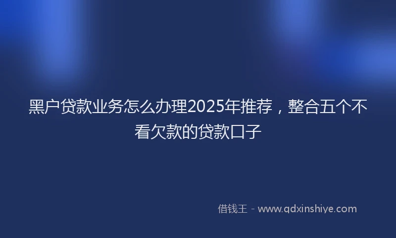 黑户贷款业务怎么办理2025年推荐，整合五个不看欠款的贷款口子