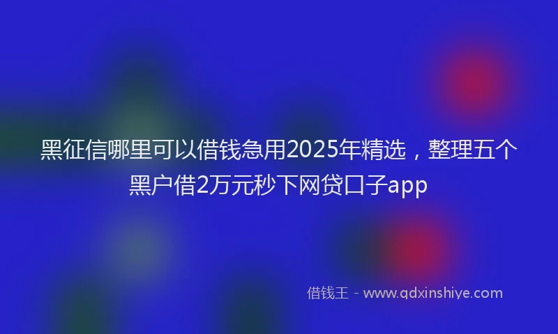 黑征信哪里可以借钱急用2025年精选，整理五个黑户借2万元秒下网贷口子app
