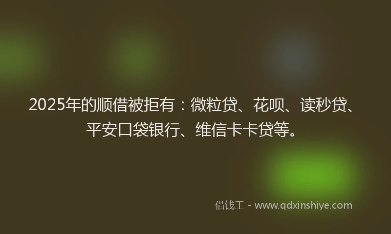 2025年的顺借被拒有：微粒贷、花呗、读秒贷、平安口袋银行、维信卡卡贷等。