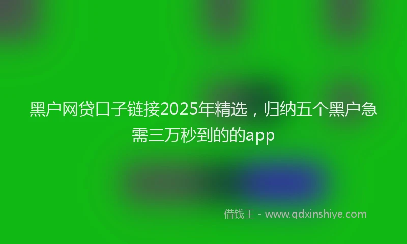 黑户网贷口子链接2025年精选，归纳五个黑户急需三万秒到的的app