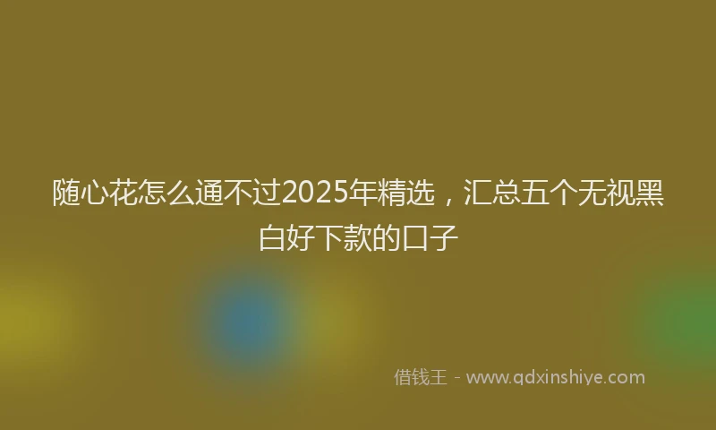 随心花怎么通不过2025年精选，汇总五个无视黑白好下款的口子