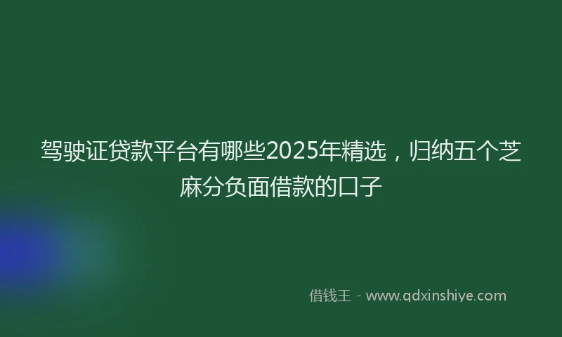 驾驶证贷款平台有哪些2025年精选，归纳五个芝麻分负面借款的口子