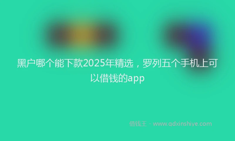 黑户哪个能下款2025年精选，罗列五个手机上可以借钱的app