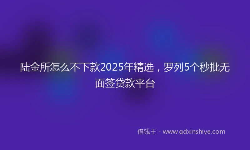 陆金所怎么不下款2025年精选，罗列5个秒批无面签贷款平台