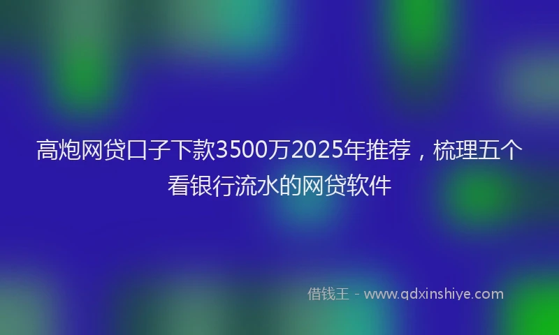 高炮网贷口子下款3500万2025年推荐，梳理五个看银行流水的网贷软件