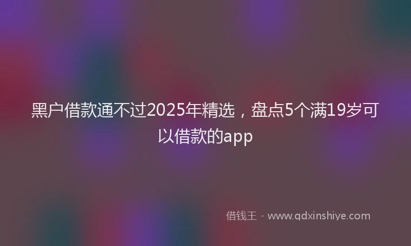 黑户借款通不过2025年精选，盘点5个满19岁可以借款的app