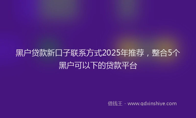 黑户贷款新口子联系方式2025年推荐，整合5个黑户可以下的贷款平台
