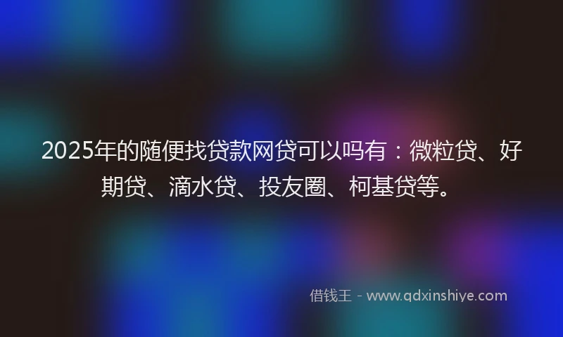 2025年的随便找贷款网贷可以吗有：微粒贷、好期贷、滴水贷、投友圈、柯基贷等。