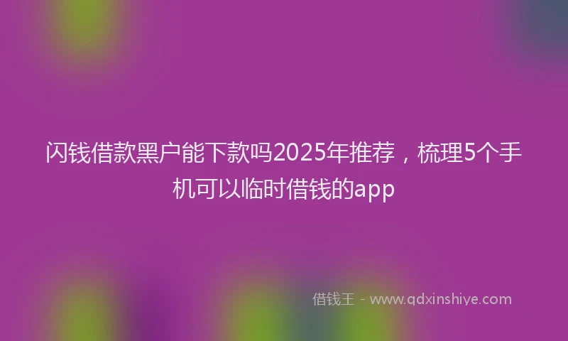 闪钱借款黑户能下款吗2025年推荐，梳理5个手机可以临时借钱的app