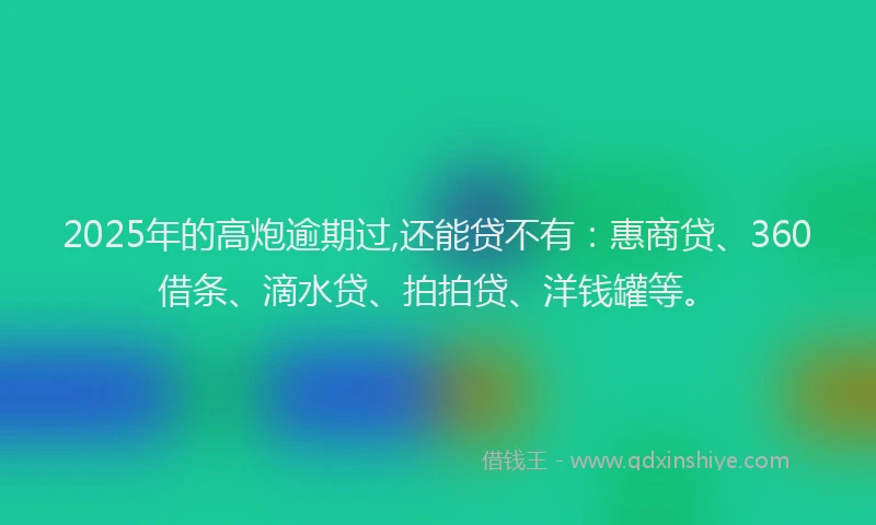 2025年的高炮逾期过,还能贷不有：惠商贷、360借条、滴水贷、拍拍贷、洋钱罐等。