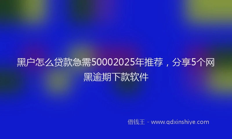 黑户怎么贷款急需50002025年推荐，分享5个网黑逾期下款软件